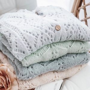 Crescent Openwork White Cardigan